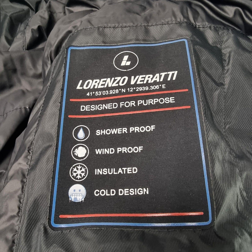 Lorenzo Veratti Puffer Jacket Men's UK Size M Black Windbreaker Down Coat Zip