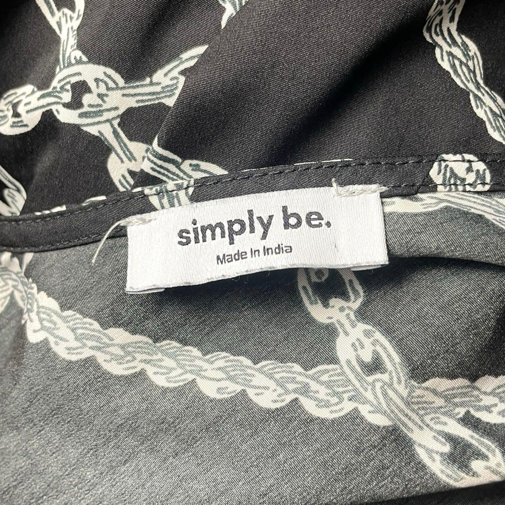 Simply Be Sleeveless Midi Dress Women’s UK Size 20 Lightweight Chain Print Black