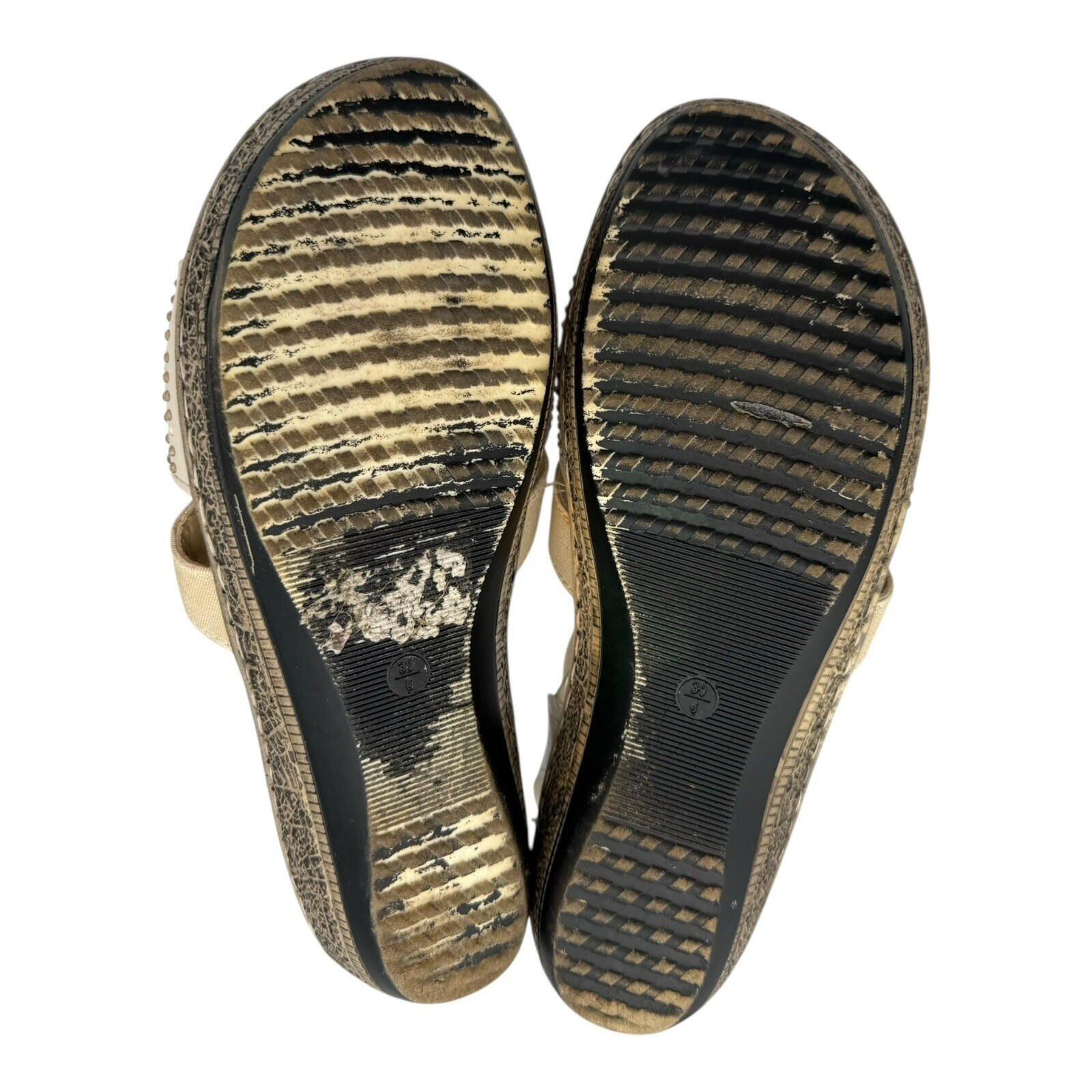 Softlites Sandals Elasticated Diamante Low Heel Cushioned Gladiator Beige Gold