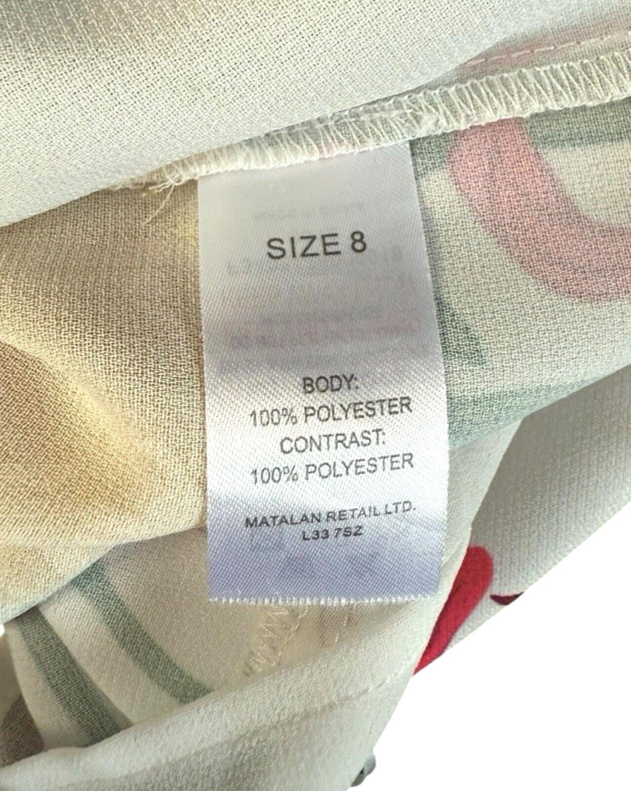 Soon White Floral T-shirt Top Chiffon Panel Relaxed Fit Women’s UK Size 8