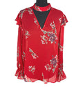 Primark Floral Blouse Women’s UK Size 14 Long Sleeve Ruffled Cuffs Choker Neck