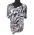 Forever Abstract Print Blouse Women's UK Size L Colorful Swirl Stitch Detail Top