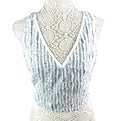 Pretty Little Thing Grey Mesh Vest Top Freyed Stripe Detail Women’s UK Size 8