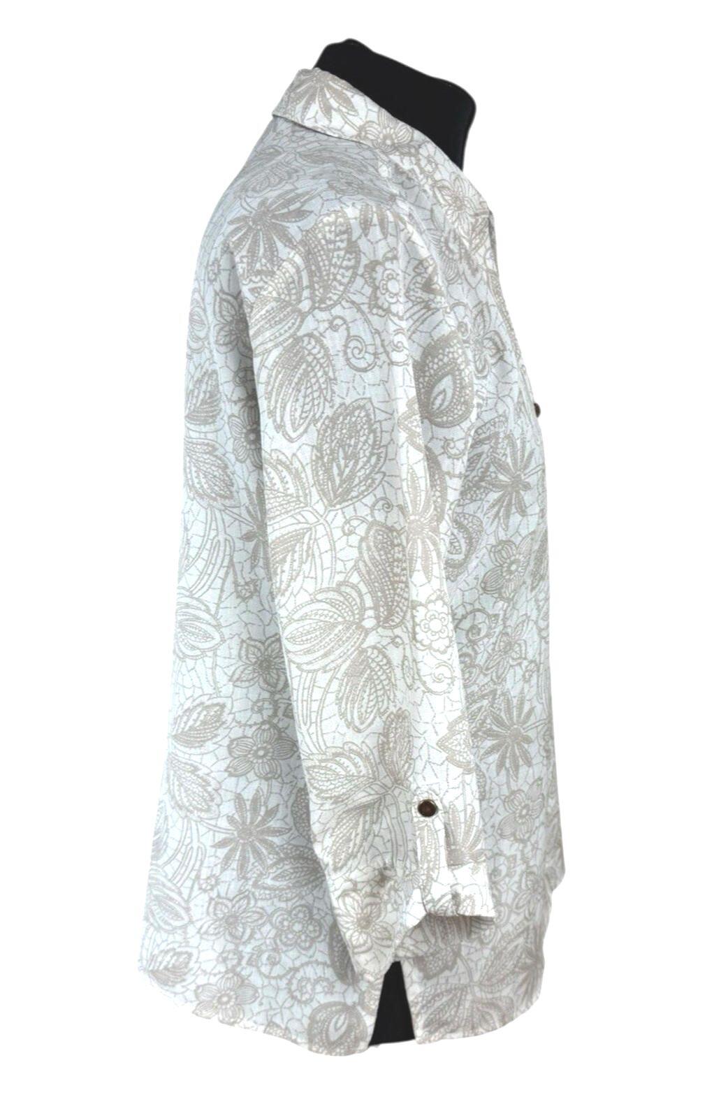 Marks & Spencer Shirt Blouse Women’s UK Size 12 Beige Floral Collared 3/4 Sleeve