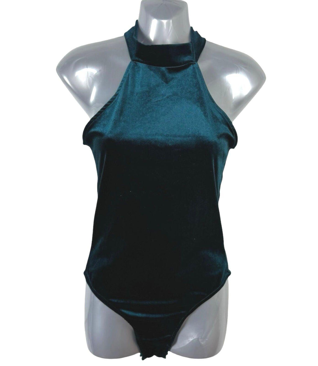 Miss Selfridge Velour Bodysuit Women’s UK Size 8 Sleeveless Green