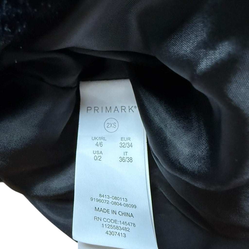 Primark Faux Fur Hooded Coat Jacket Women’s UK Size 2XS Black Snap Button Lined