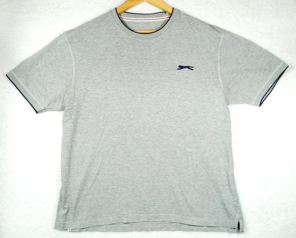 Slazenger T-Shirt Men's UK Size L Grey Short Sleeve Crew Neck Contrasting Trim