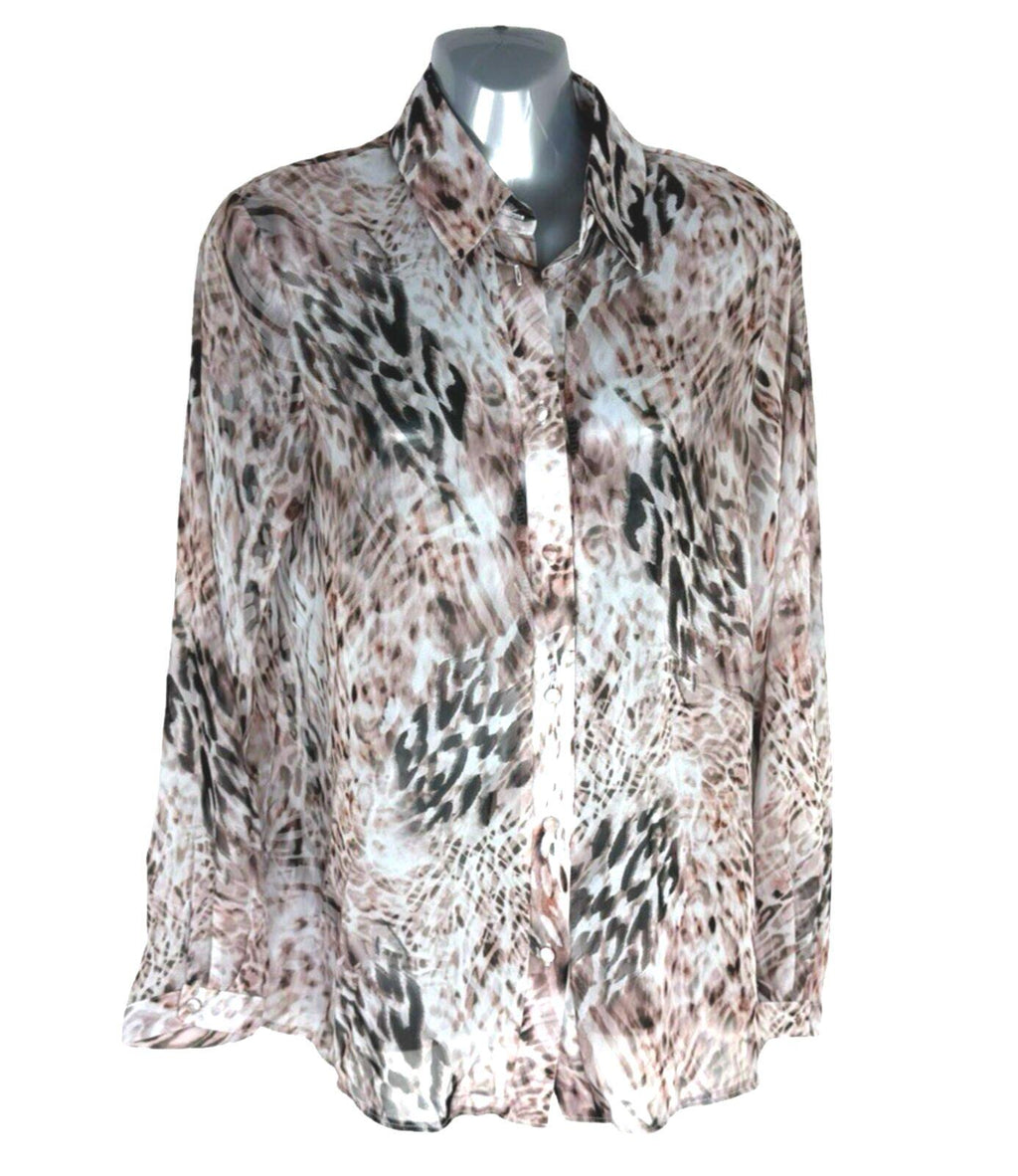 Lipsy Sheer Chiffon Shirt Blouse Women’s UK Size 10 Relaxed Fit Animal Print
