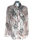 Lipsy Sheer Chiffon Shirt Blouse Women’s UK Size 10 Relaxed Fit Animal Print