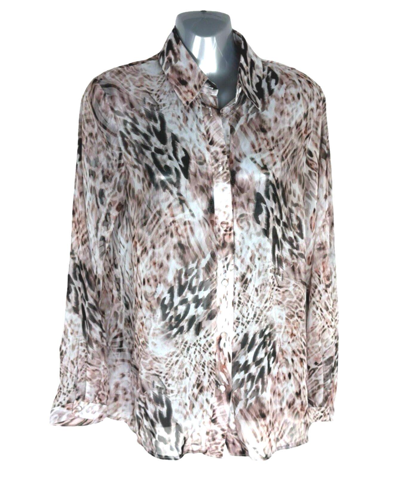 Lipsy Sheer Chiffon Shirt Blouse Women’s UK Size 10 Relaxed Fit Animal Print
