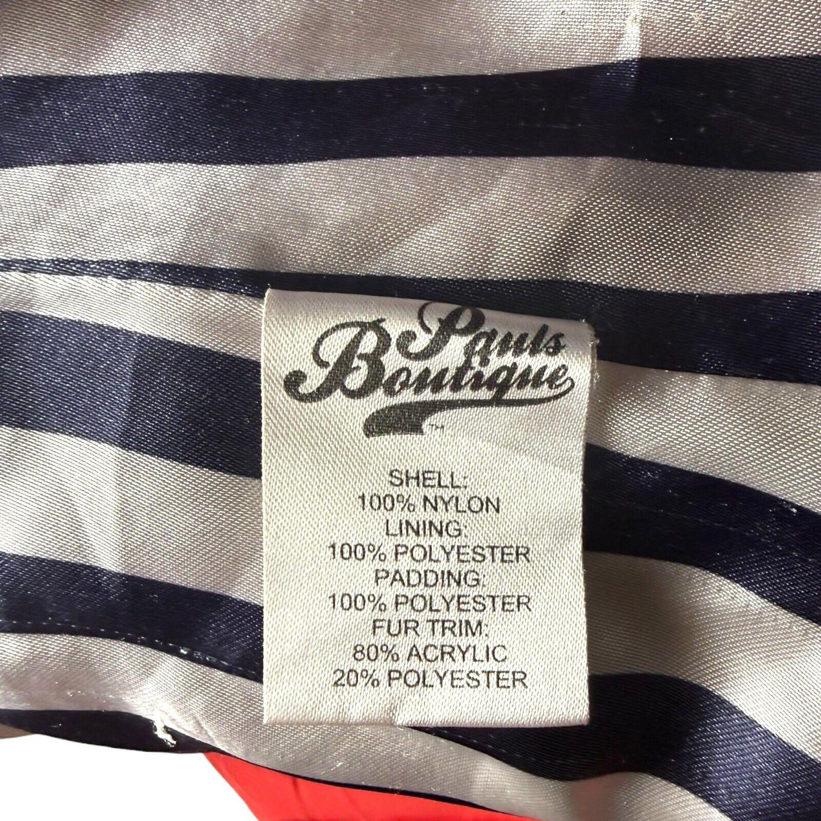 Paul’s Boutique Padded Gilet Jacket Women’s UK Size 12 Hooded Badge Bright Red