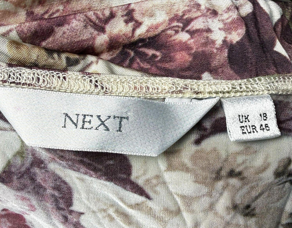 Next Floral Wrap Dress Women's UK Size B Neck Stretch Midi Beige Purple