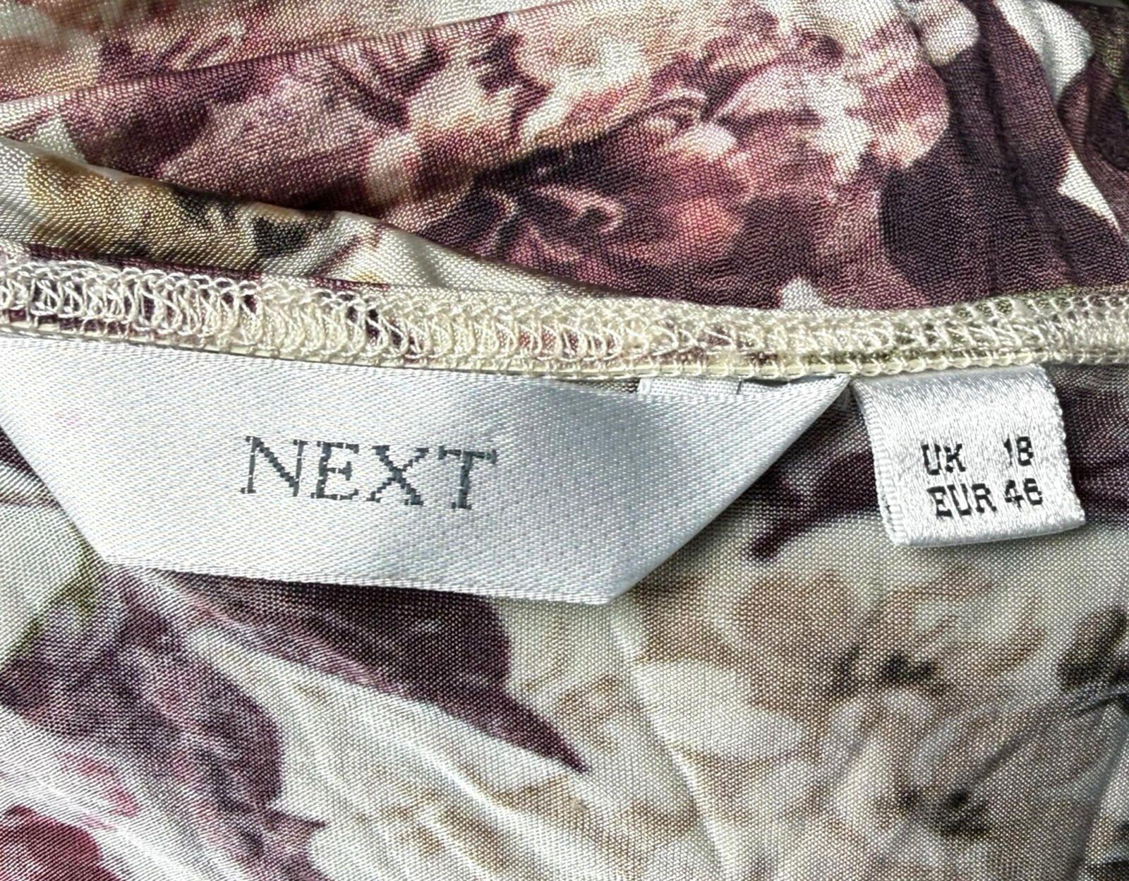 Next Floral Wrap Dress Women's UK Size B Neck Stretch Midi Beige Purple
