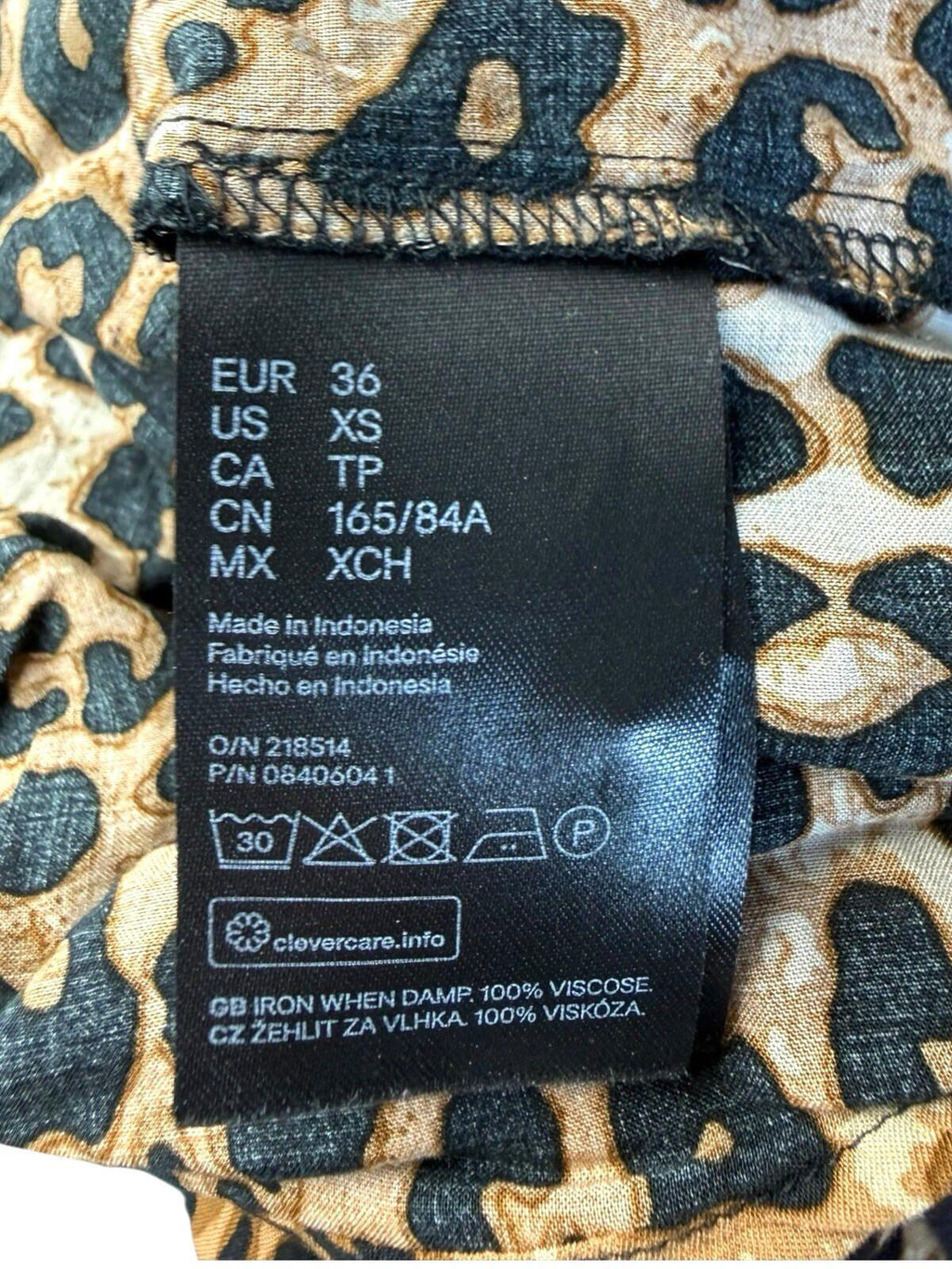H&M Leopard Print Blouse Women’s UK Size XS Relaxed Fit Puff-Sleeved Lightweight