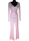 Pink Co Ord Set Women’s UK Size XS High Waist Flared Trouser & Crop Top Set