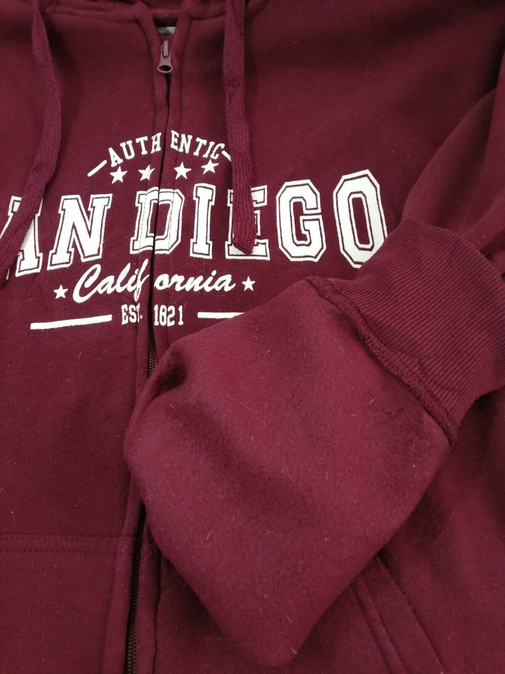 San Diego Zip Hoodie Men's UK Size XXL Red Jersey Hooded Jacket Pockets Sports