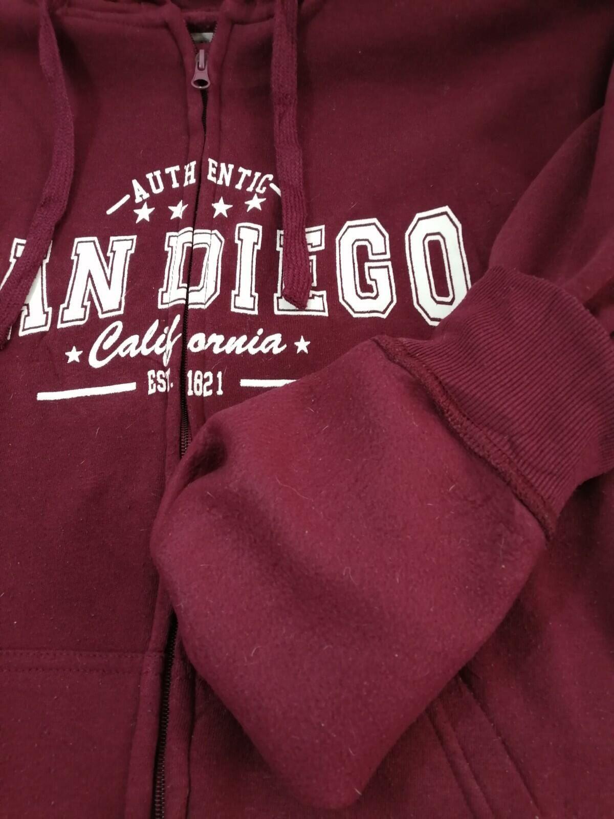 San Diego Zip Hoodie Men's UK Size XXL Red Jersey Hooded Jacket Pockets Sports