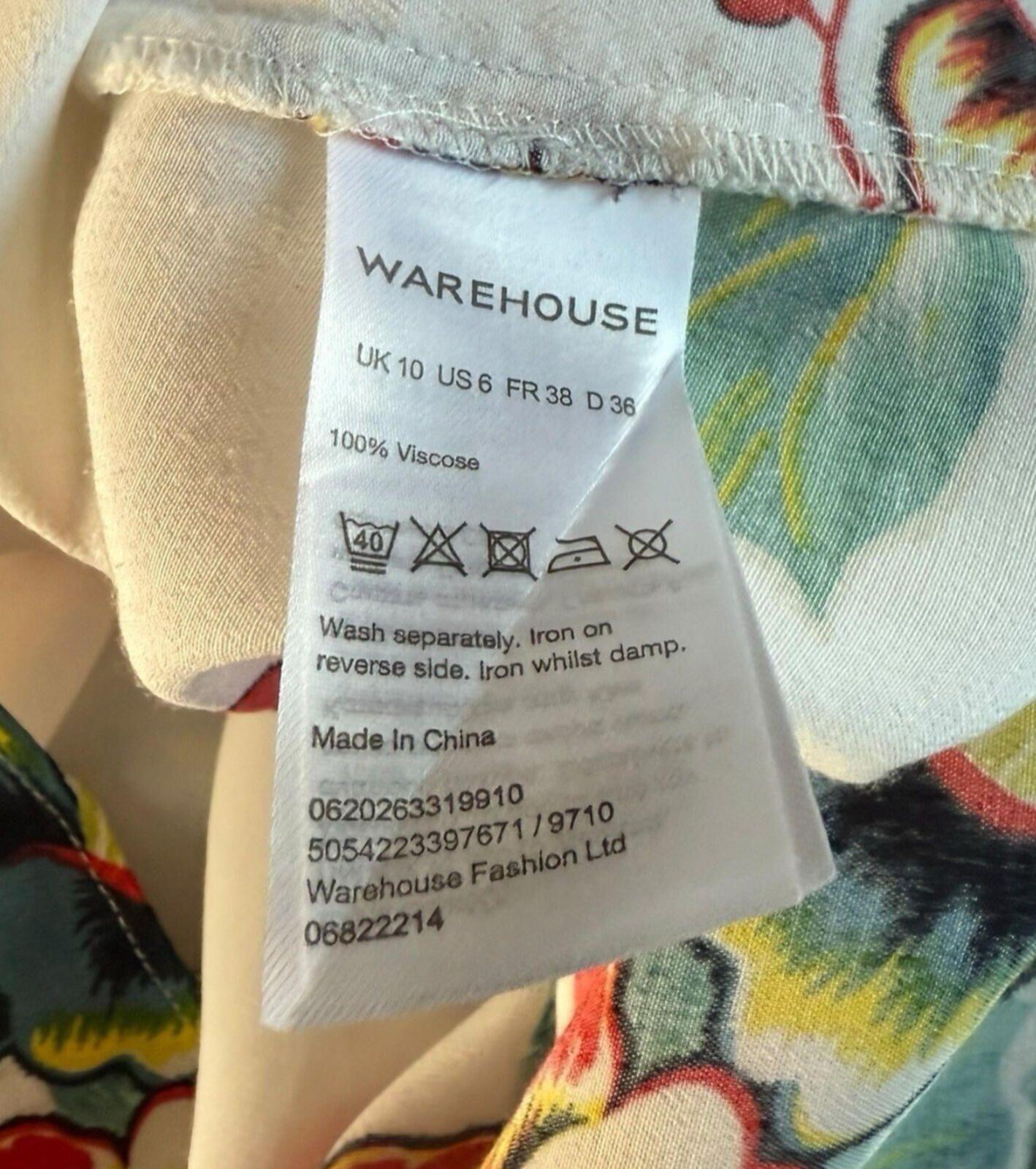 Warehouse Sleeveless Blouse Floral Women’s UK Size 10 White Multicolour