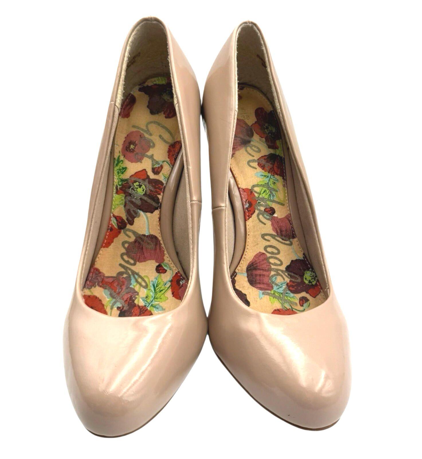 Next Get The Look Block Heel Shoes Women’s UK Size 6 Beige Patent Leather Nude