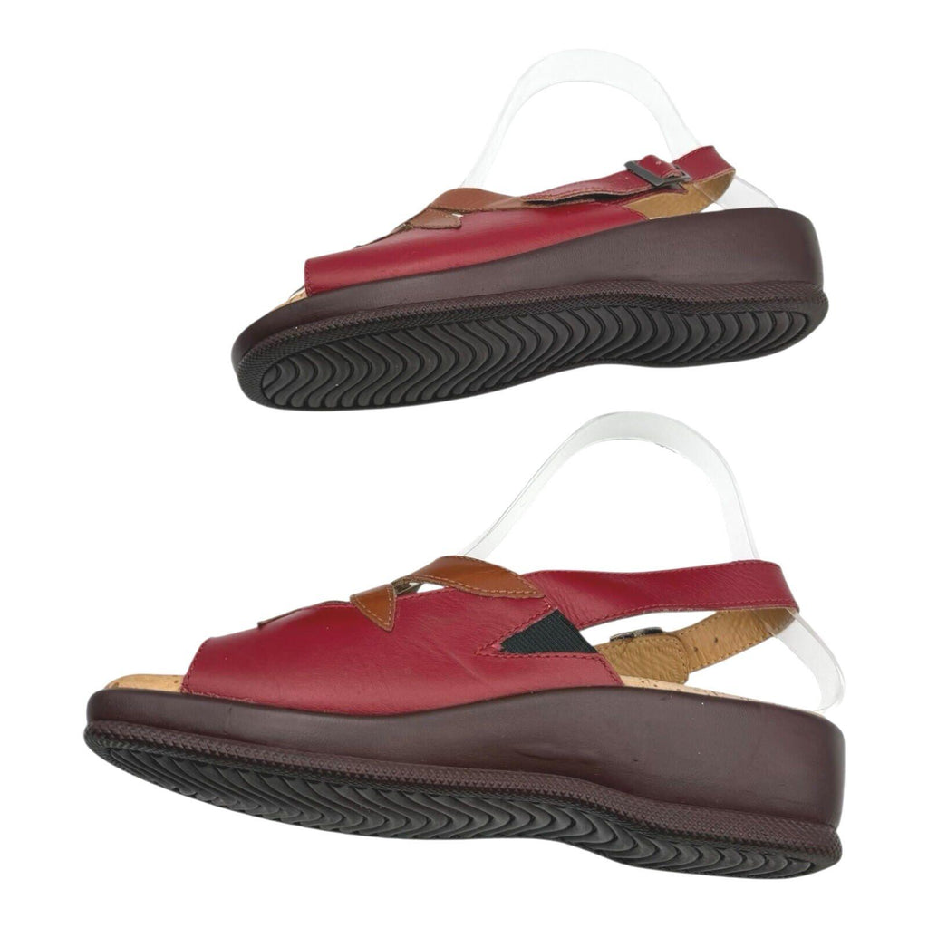 Brevitt Leather Sandals Floral Design Women’s UK Size 4 Slingback Red