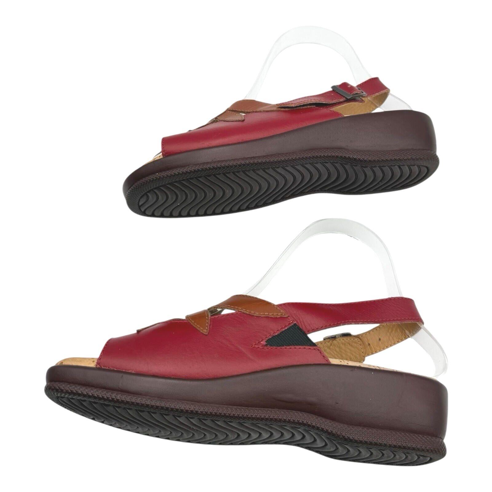 Brevitt Leather Sandals Floral Design Women’s UK Size 4 Slingback Red