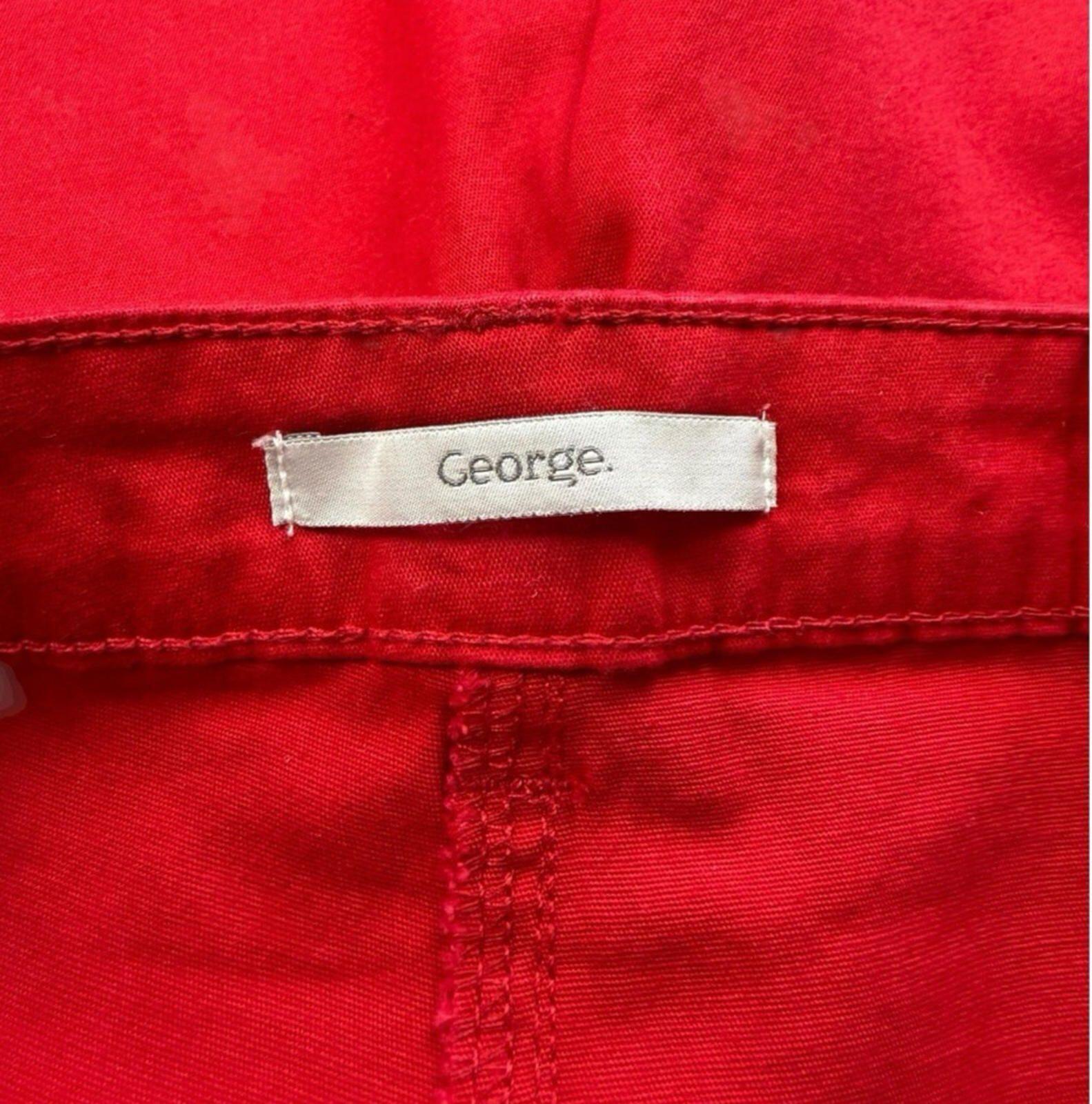 George Bright Red Skinny Jeans Cropped Button Accent Women’s UK Size 12