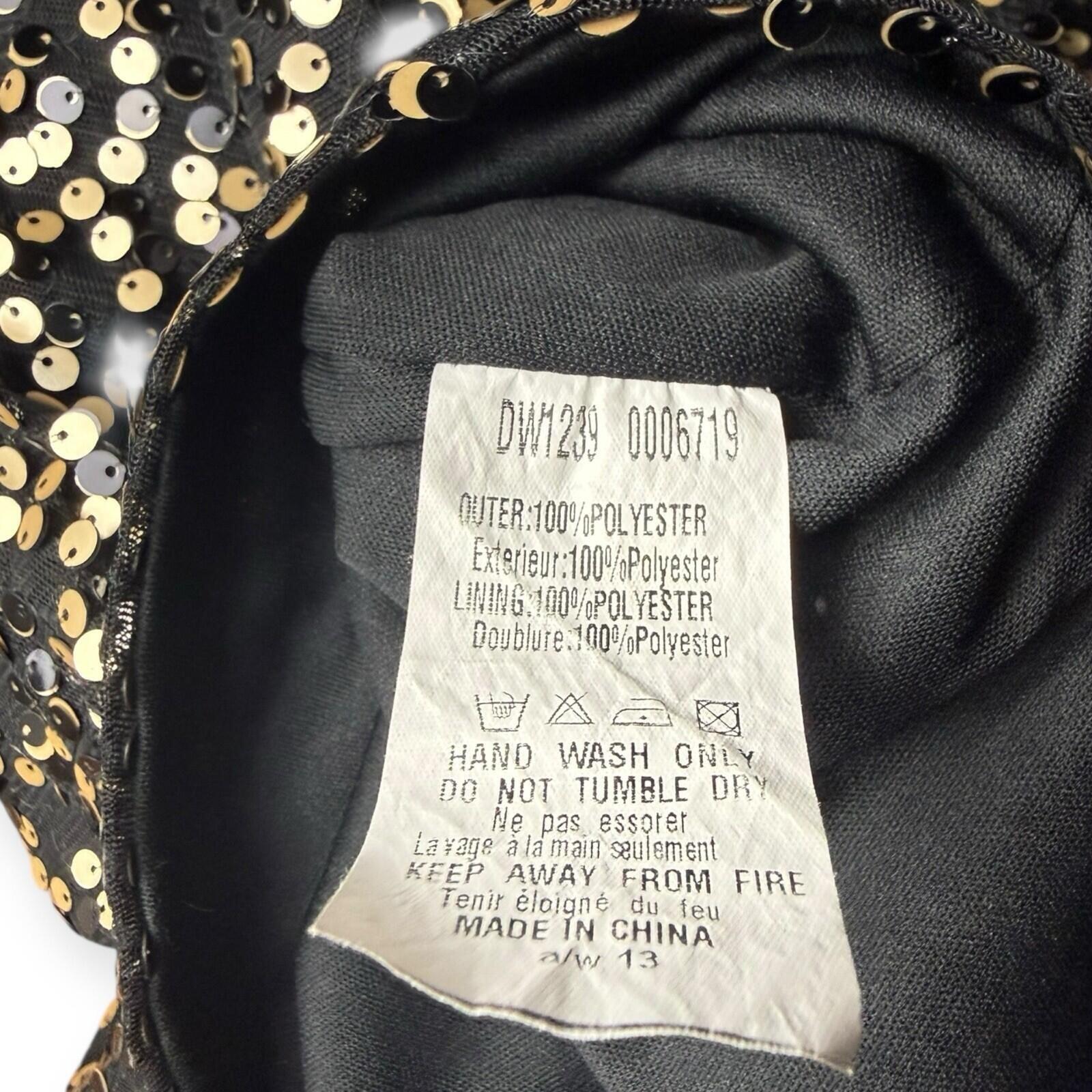 AX Paris Sequin Mini Dress Women’s UK Size 10 Long Sleeve Black Gold
