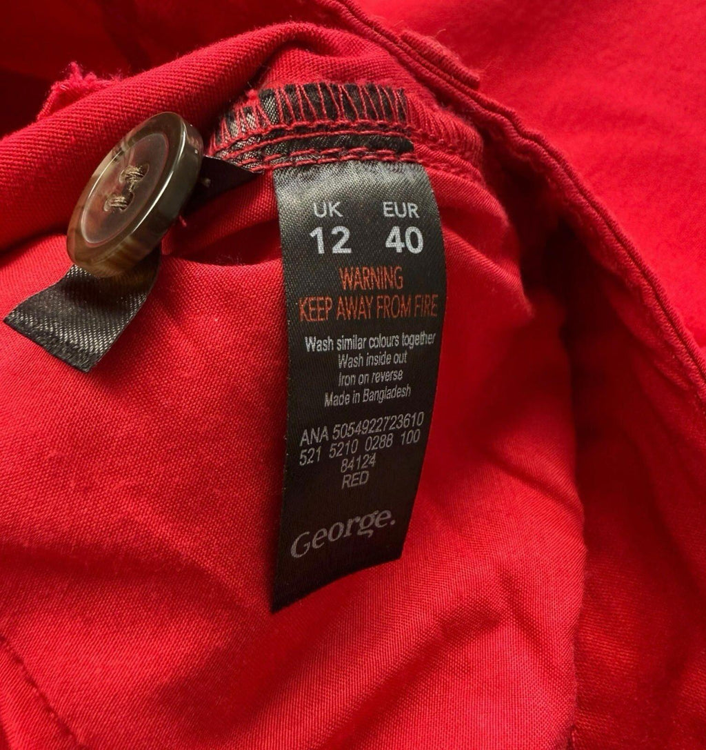 George Bright Red Skinny Jeans Cropped Button Accent Women’s UK Size 12