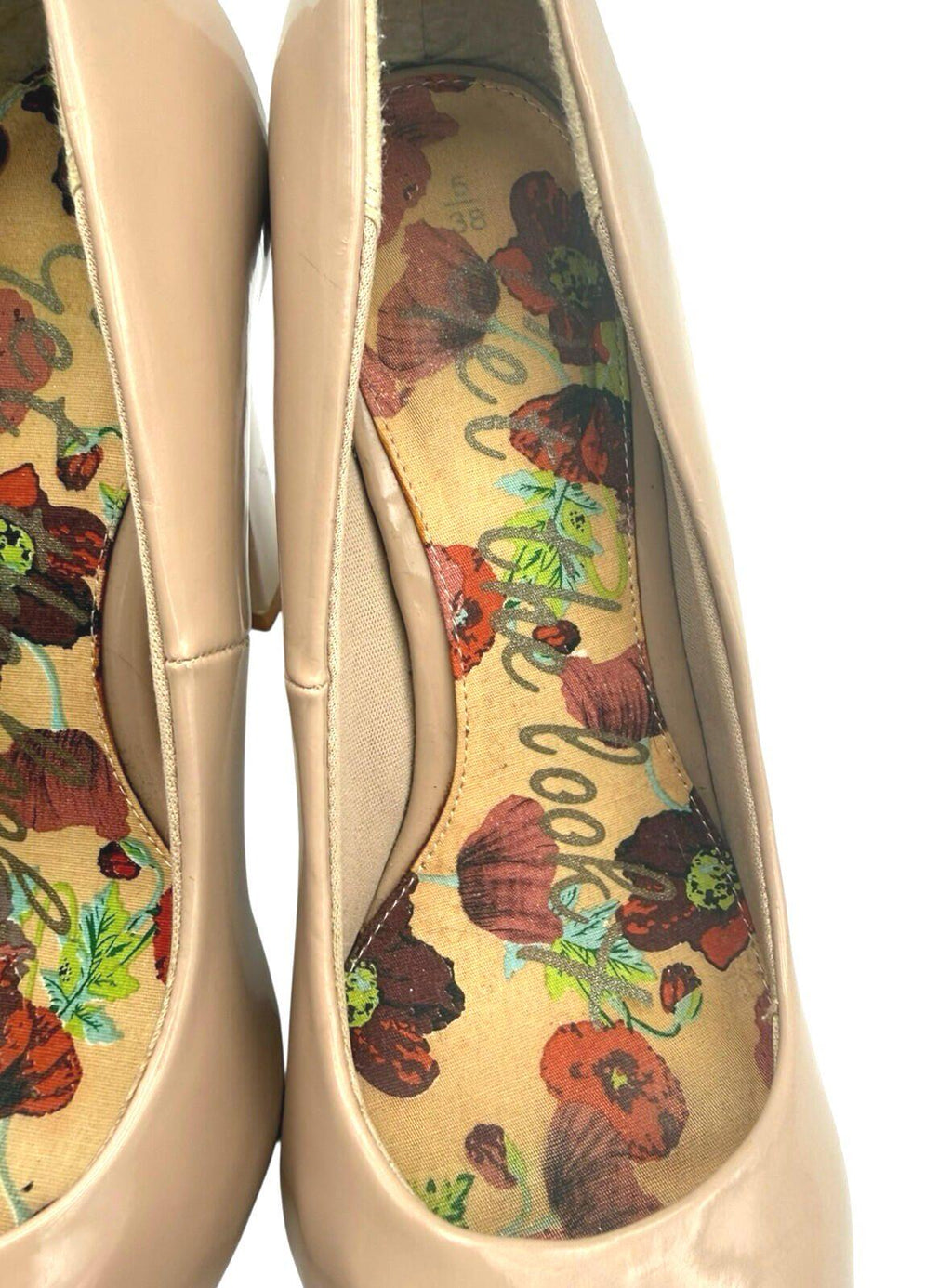 Next Get The Look Block Heel Shoes Women’s UK Size 6 Beige Patent Leather Nude