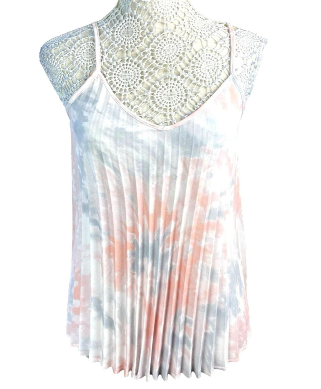 New Look Pleated Tie-Dye Camisole Top Women’s UK Size 12 White Pastel Chiffon