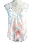 New Look Pleated Tie-Dye Camisole Top Women’s UK Size 12 White Pastel Chiffon