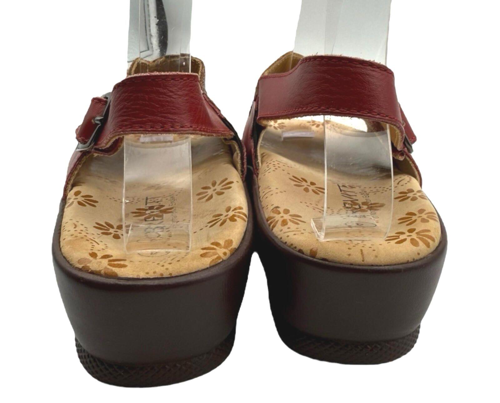 Brevitt Leather Sandals Floral Design Women’s UK Size 4 Slingback Red