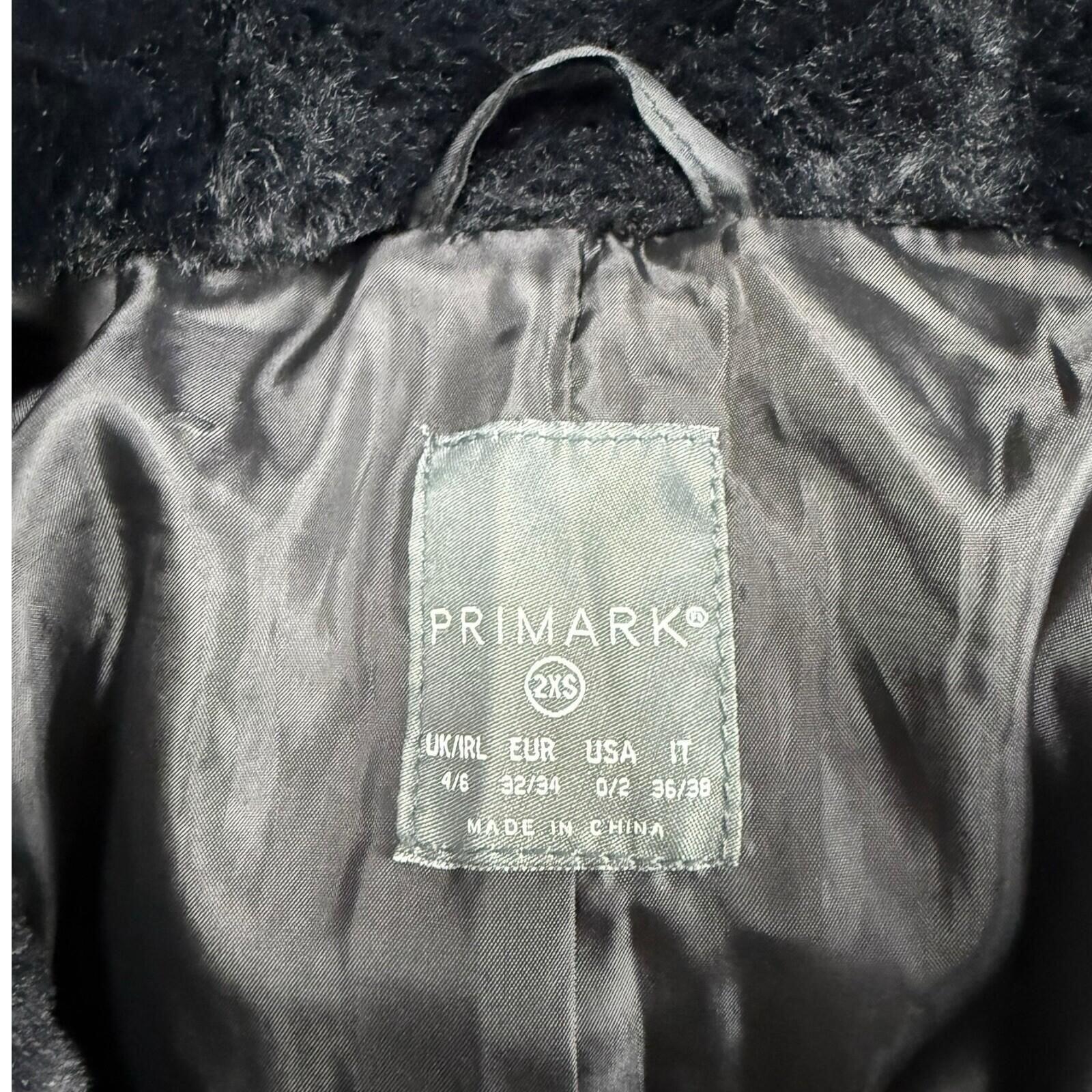 Primark Faux Fur Hooded Coat Jacket Women’s UK Size 2XS Black Snap Button Lined