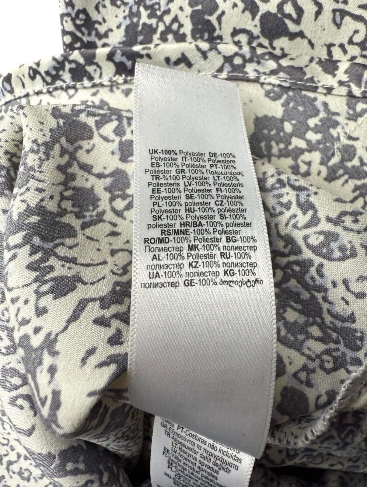 Avon Satin Blouse Top Women’s UK Size 18/20 Vneck Animal Print Silver