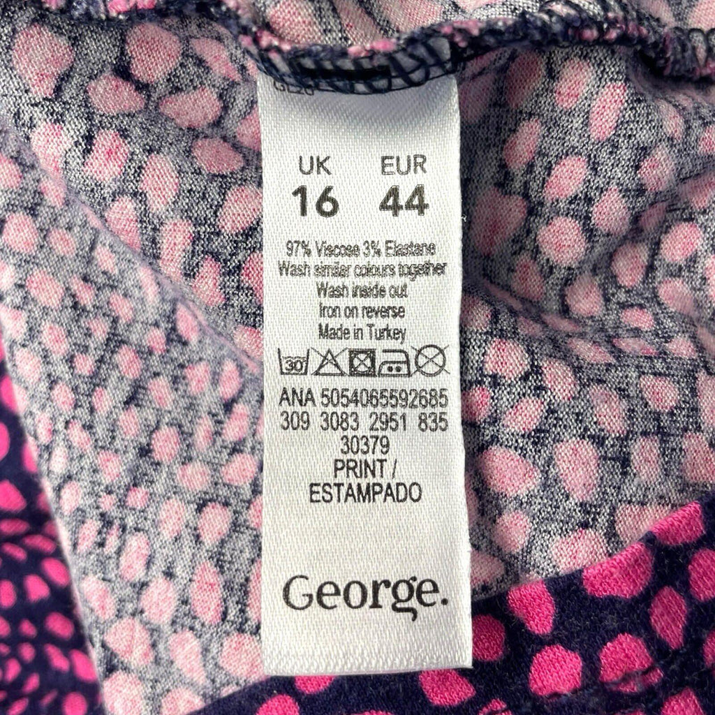 George Moda Spotted Blouse Top Women’s UK Size 16 3/4 Sleeve Scoop Neck Pink
