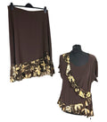 Saloos Skirt And Top Co Ord Set Women’s UK Size XL Stretch Floral Frill Brown