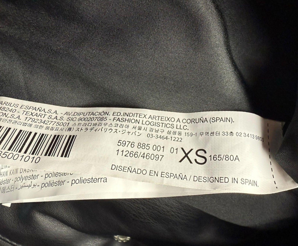 Stradivarius Faux Leather Gillet Jacket Women’s UK Size XS Padded Pockets Black