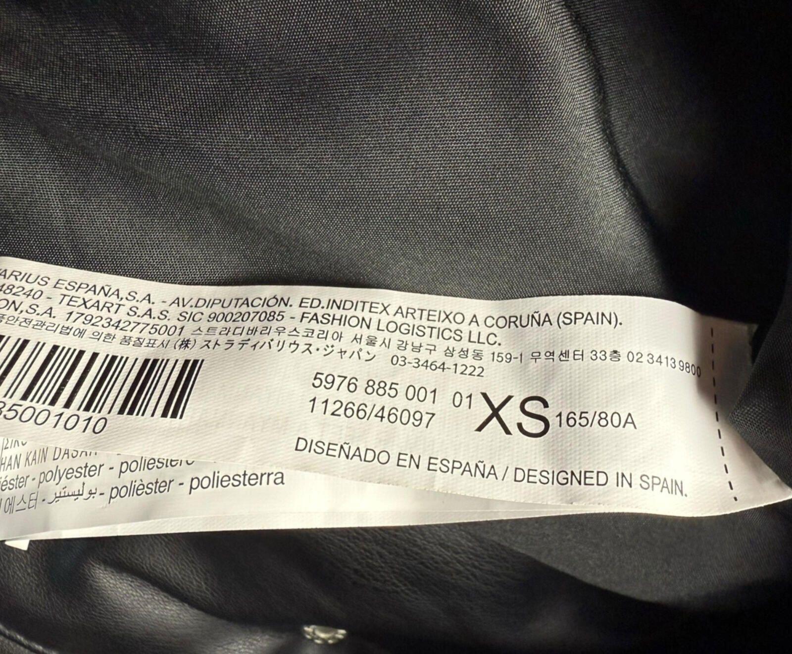 Stradivarius Faux Leather Gillet Jacket Women’s UK Size XS Padded Pockets Black