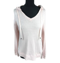 Waffle Knit Hooded Top Women’s UK Size 10 Pale Pink Deep V-Neck Textured Sweater